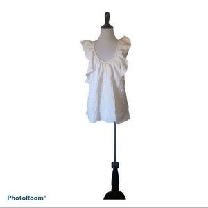 1 State women’s large‎ white ruffle sleeveless top